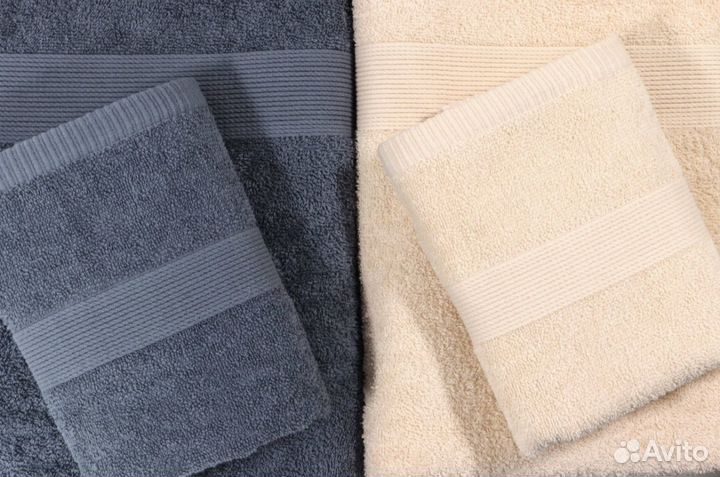 Набор махровых полотенец серый, бежевый 6 шт