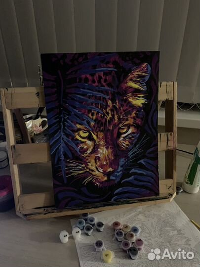 Картина акрилом на холсте леопард
