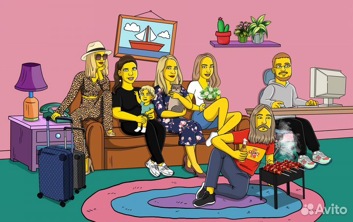 Портрет в стиле Симпсоны и Рик и Морти