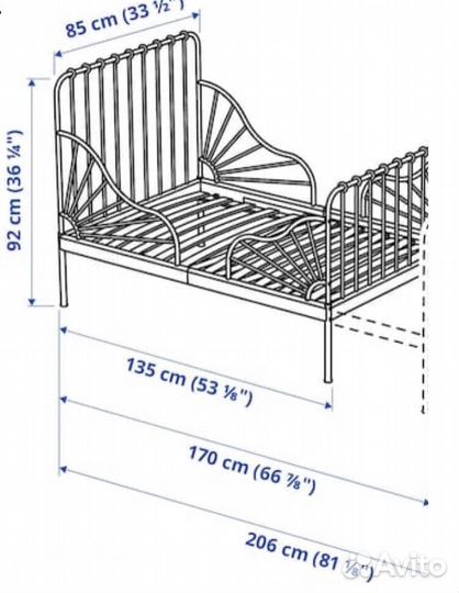 Детская кровать IKEA раздвижная металлическая