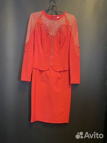 Платье женское на молнии 42 44 красное