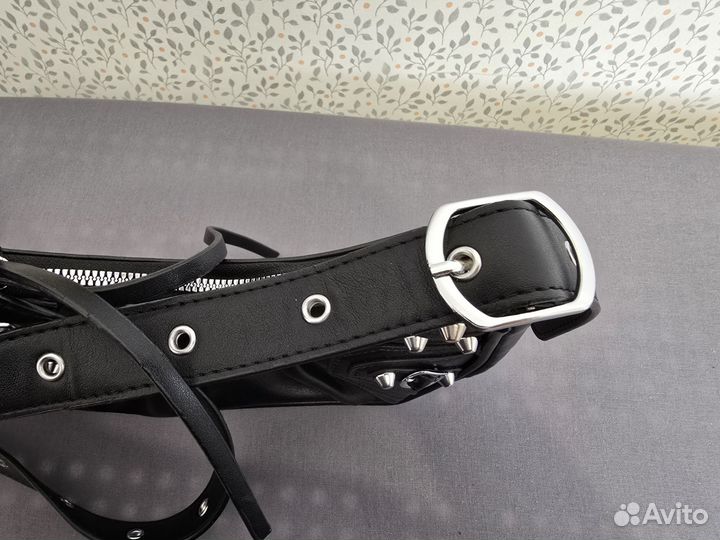 Сумка багет через плечо черная y2k