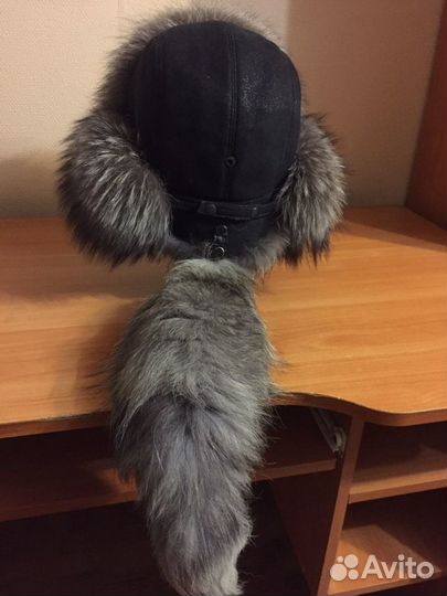 Шапка чернобурка + замша