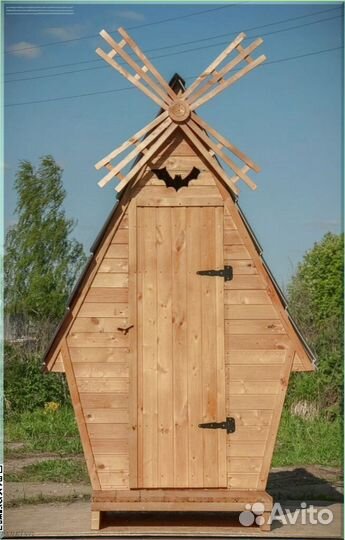 Дачный туалет деревянный прямоугольник BHU
