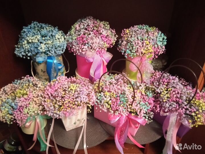 Боксы из цветной гипсофилы