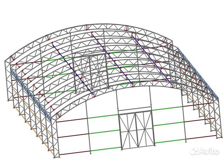 Каркас прямостенного ангара без посредников