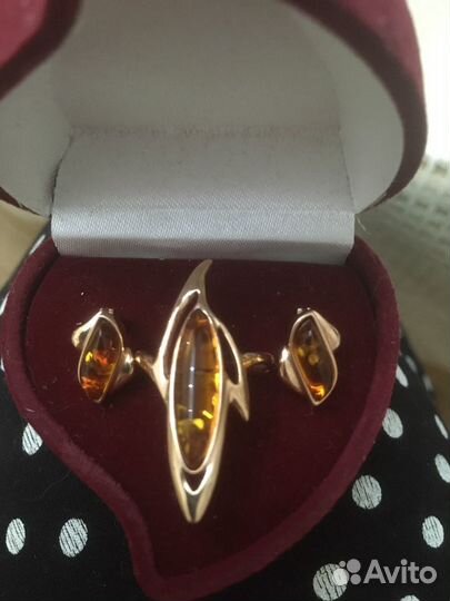 Комплект серьги и кольцо золото