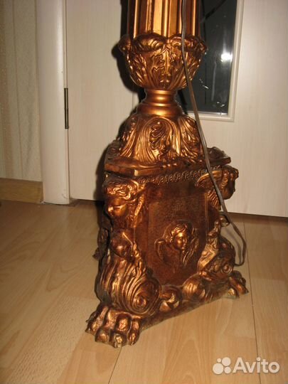 Торшер старинный красивейший кожа бронза