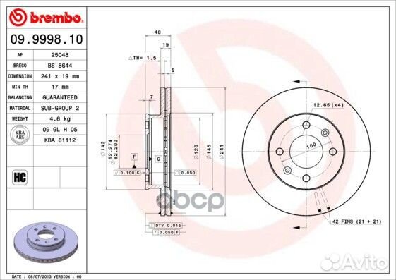 Диск тормозной hyundai getz 1.1-1.6 R13