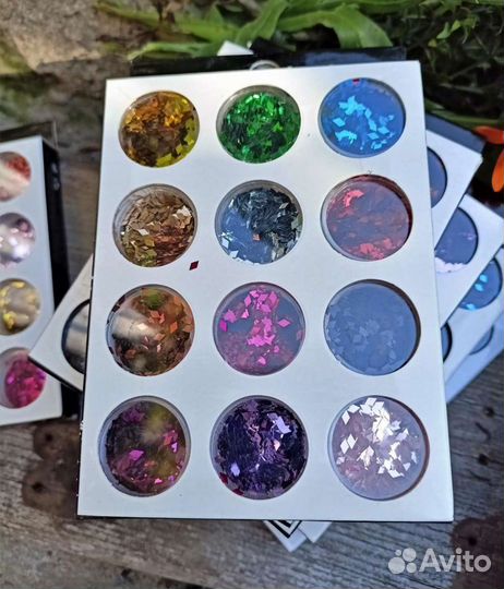 Палетка с блёстками для декора ногтей