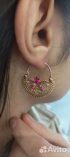 Золотые серьги восточный стиль новые 585 проба