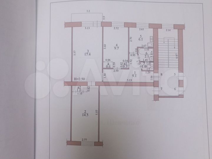3-к. квартира, 61,8 м², 3/5 эт.