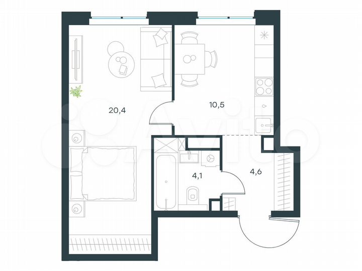 1-к. квартира, 39,6 м², 9/24 эт.