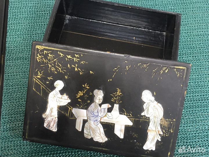 Старинная шкатулка дерево, перламутр