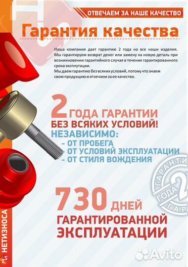 Нет Износа Стойка стабилизатора полиуретановая 193