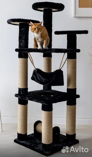 Когтеточка домик для кошки с лежанкой