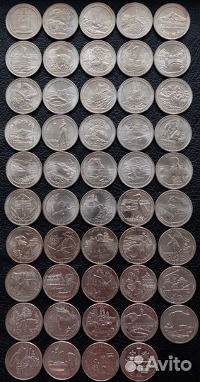 Набор монет 25 центов США Парки (49 шт) UNC