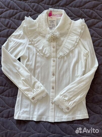 Блузка «Розовый какаду», 140 размер, молочный