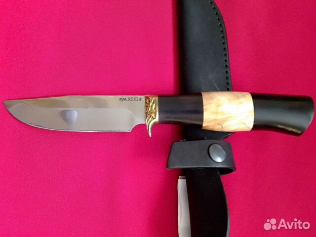 Нож охотничий, Ковка, сталь 95Х18, ножны кожа, нов