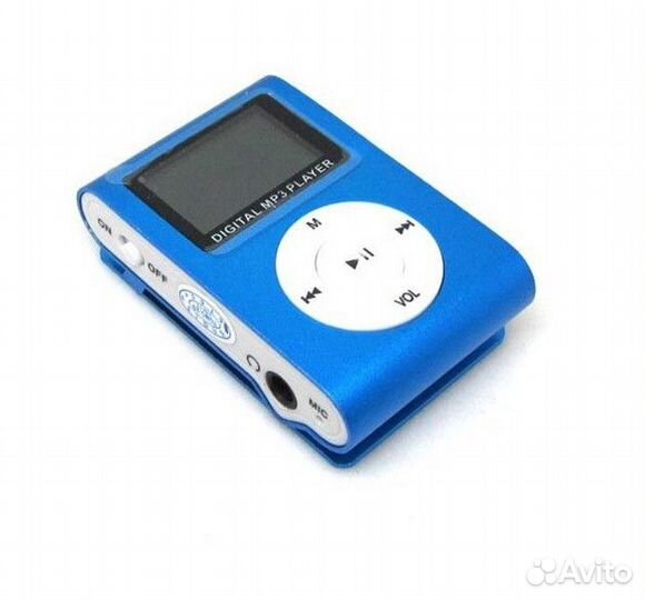 MP3 плеер + FM радио синий microSD