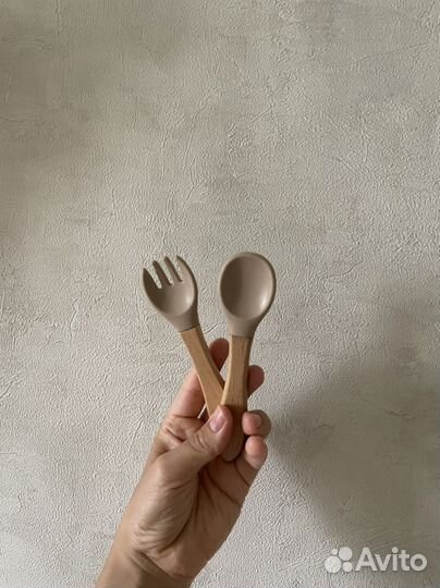 Детские силиконовые ложка и вилка