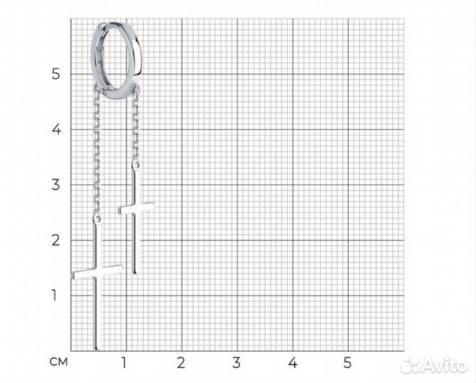 Серьга из серебра крест