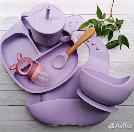 Новый набор детской посуды 100 силикон