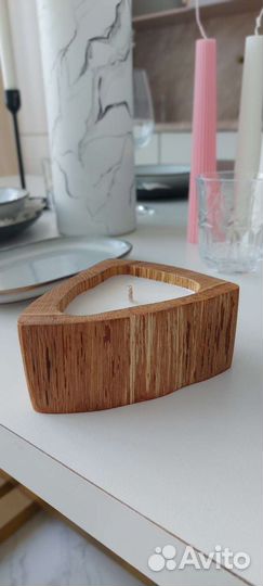 Свеча интерьерная в дереве