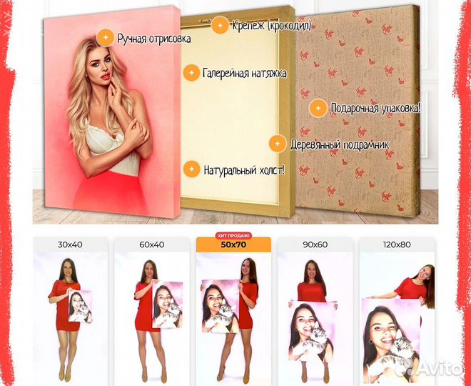 Портрет на холсте - премиум