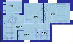 2-к. квартира, 70,5 м², 8/9 эт.