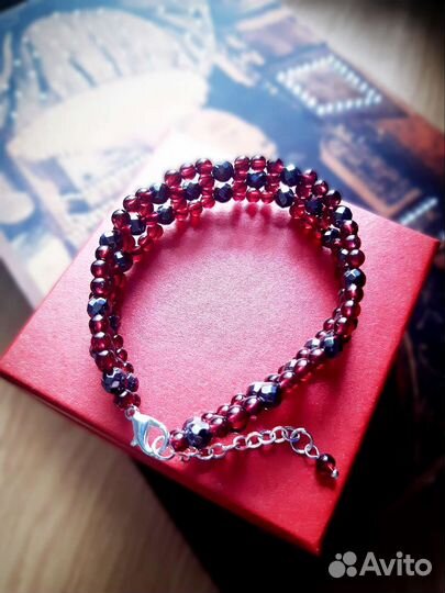 Браслет с гранатом и гематитом