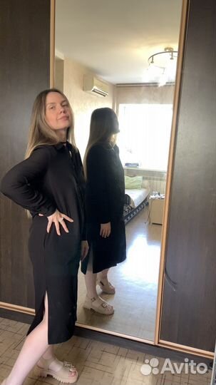 Платье рубашка черное, размер M, beefree