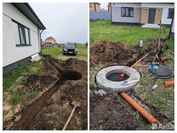 Ручная копка траншей / Замена труб канализации