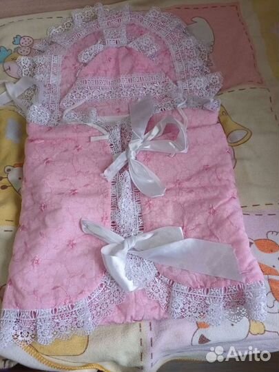 Конверт розовый на выписку из роддома летний