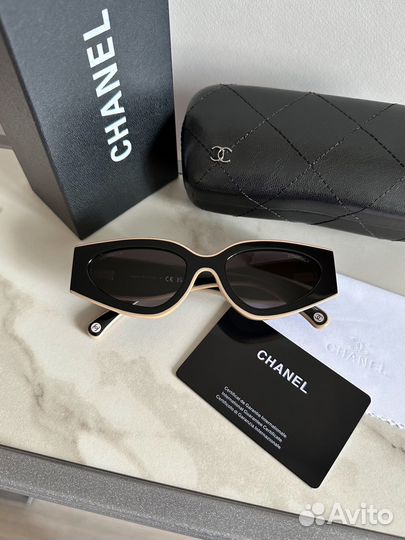 Очки Chanel 6056 черно-бежевые