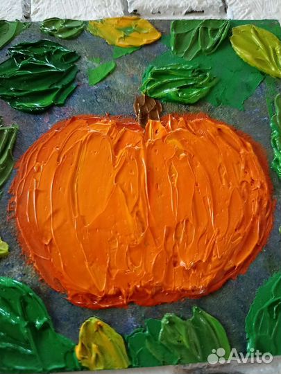 Тыква картина масляными красками на картоне