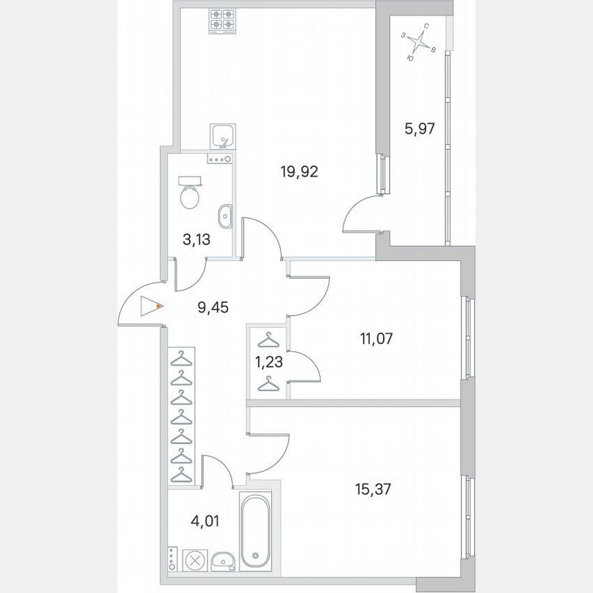 2-к. квартира, 67,2 м², 1/4 эт.