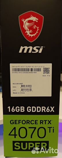 Видеокарта MSI GeForce RTX 4070 Ti super 16G ventu