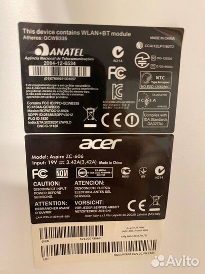 Моноблок Acer aspire zc-606