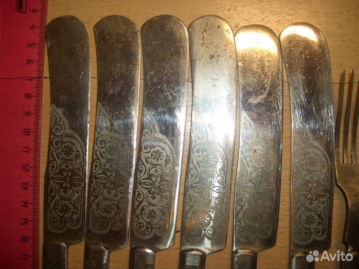 Набор Ножи Вилки 12 штук Златоуст Сталь Гравировка
