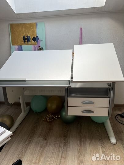 Парта растущая Дэми с тумбой 120х55х81,5 белая