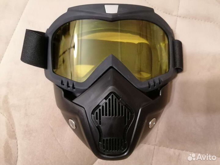 Маска с очками для ski мото шлема