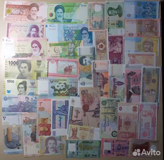 Коллекция: 96 иностранных банкнот (UNC), Разные