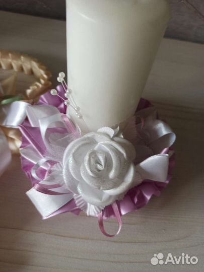 Свадебные аксессуары на стол. Свеча и укр на шамп