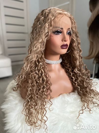 Парик полусистема афрокудри русый