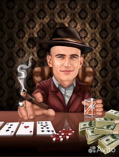 Шарж по фото на холсте