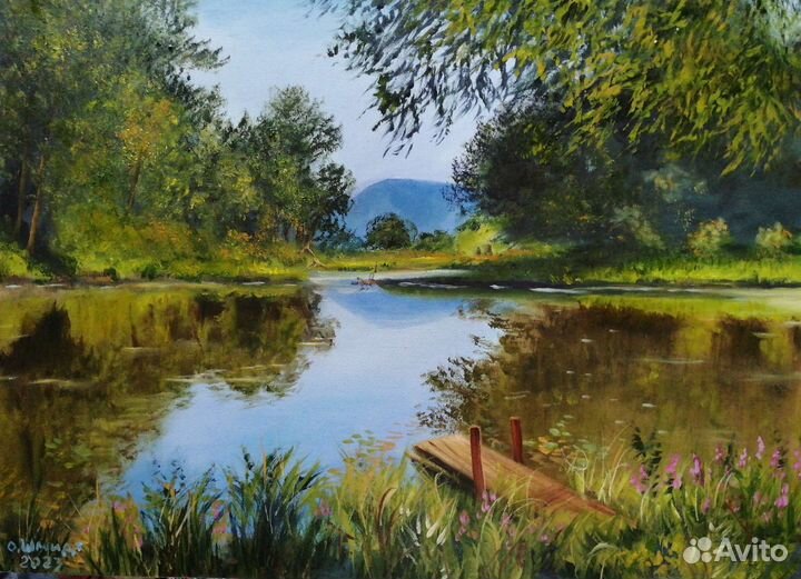 Летний пейзаж. Холст на картоне/масло 50х70
