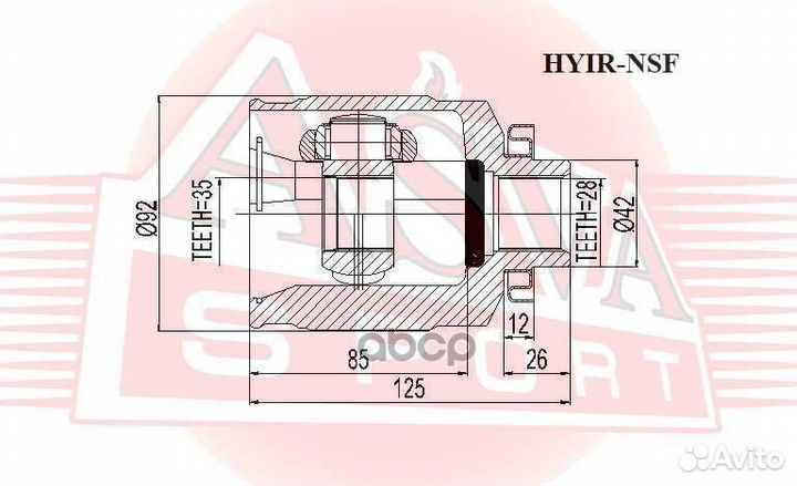 ШРУС hyundai/KIA santa FE 06- внутр. прав. 35x4