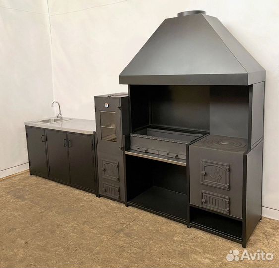 Мангальный комплекс гриль с печью для казана