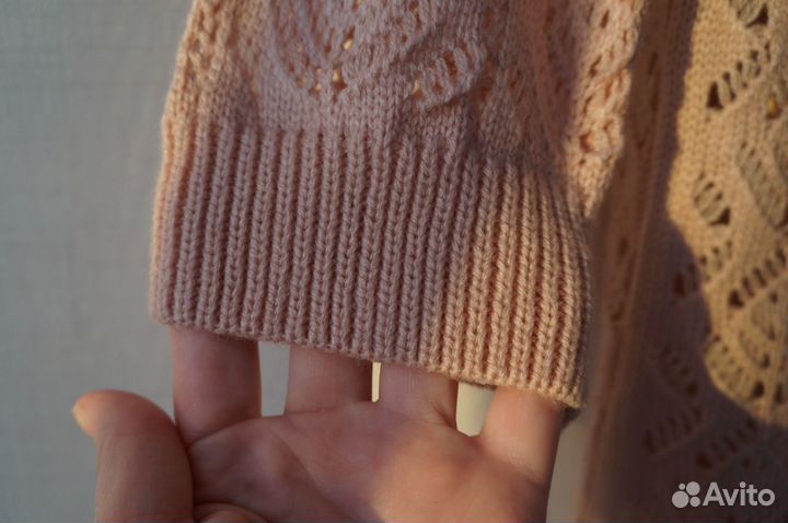 Ажурный / вязаный кардиган нежно-розовый 42-44 р-р